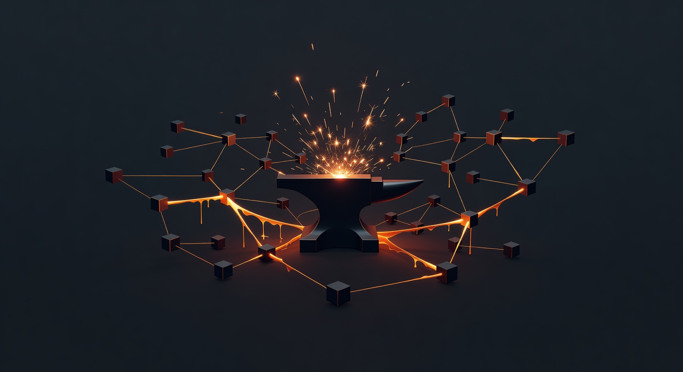 CloutFoundry artwork showing an anvil connected to a network